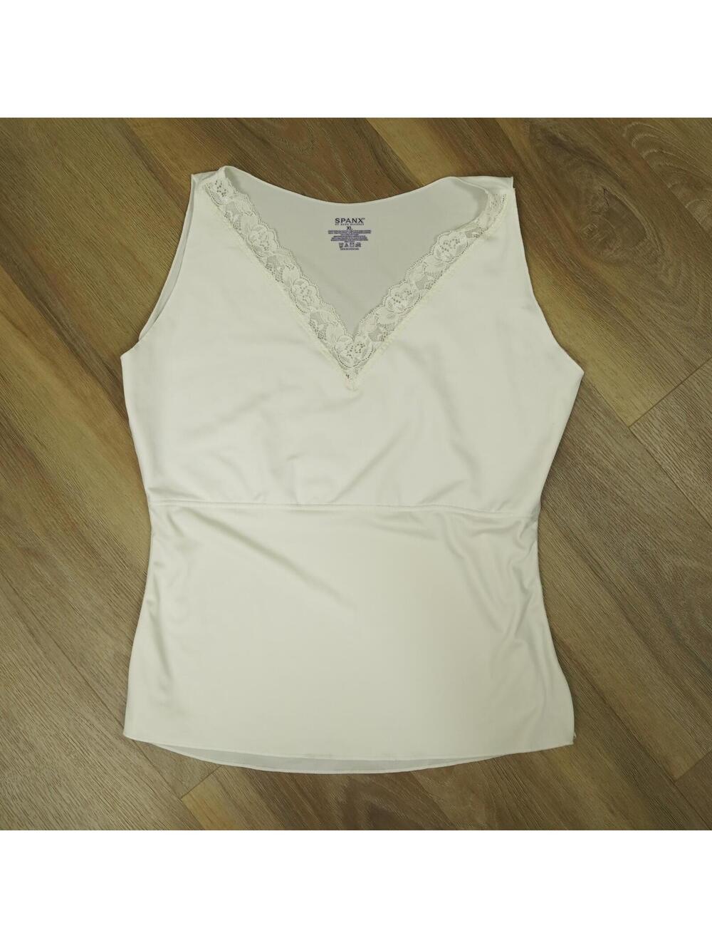 Spanx White Lace Trim Sleeveless Shaping Top XL Cami